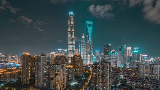 上海_陆家嘴夜景_商城路_浦城路_夜景延时4K