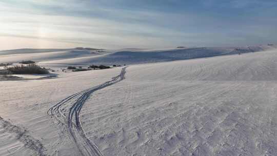 航拍大兴安岭丘陵山地寒冬雪景