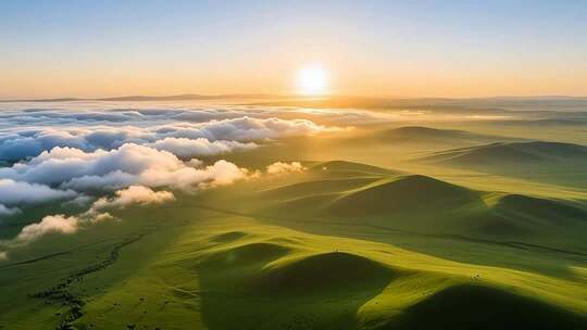 草原上升起不落的太阳4K