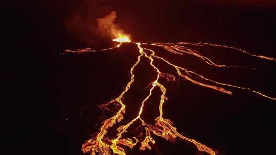 火山，喷发，熔岩，无人机