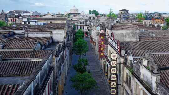 广东江门开平赤坎古镇旅游景区航拍