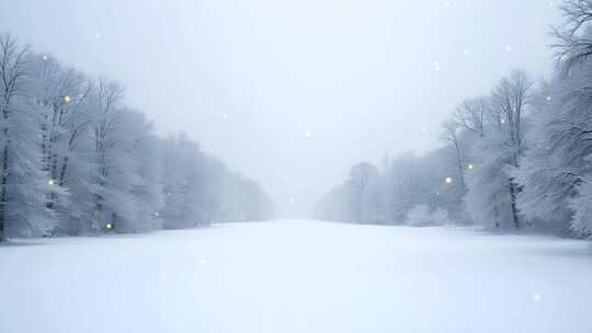 冬天白色雪地雪山雪景4k舞台粒子活动背景