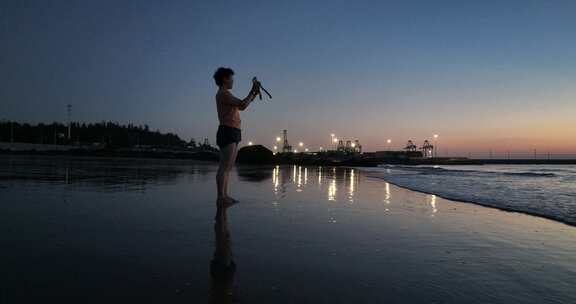 海滩沙滩日出唯美日出