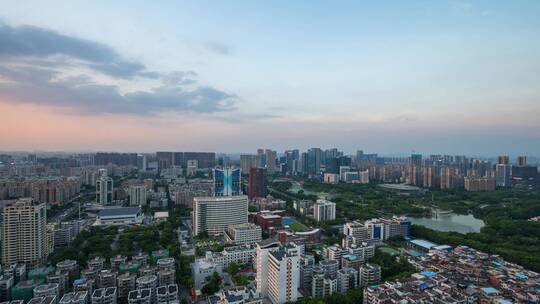 佛山南海桂城千灯湖全景日转夜延时