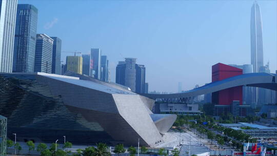 航拍深圳福田CBD深圳市民中心金融街近景 推