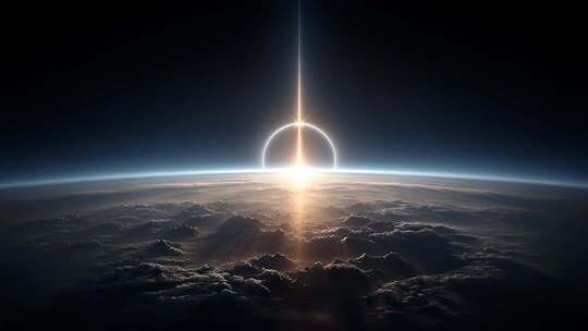 地球之上升起光芒万丈的太阳