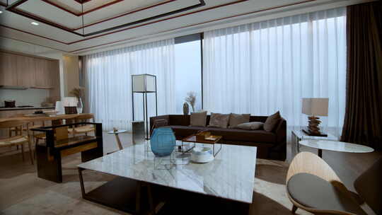 室内设计现代简约客厅与餐厅一体化设计