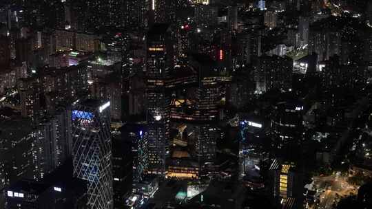 深圳南山区CBD高楼大厦夜景航拍