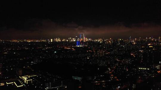 航拍上海城市交通夜景