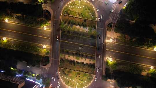 夜间城市交叉路口交通九江长虹立交桥夜景