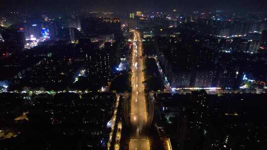 湖南省衡阳市文化馆夜景航拍4k