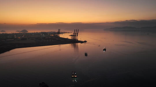 航拍广东惠州港物流港口海景