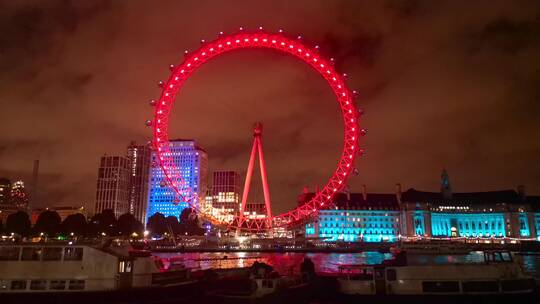 伦敦眼城市夜景视频素材模板下载