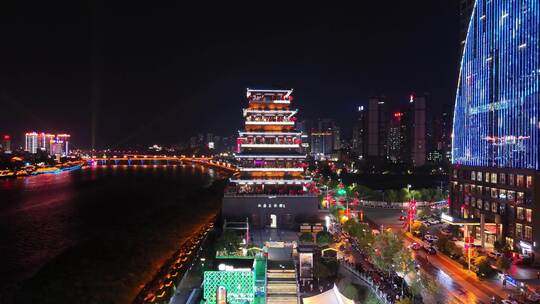 陕西安康西城坊夜景航拍