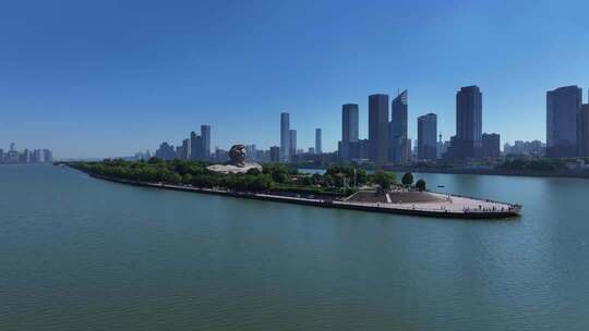 长沙橘子洲景区橘子洲大气航拍