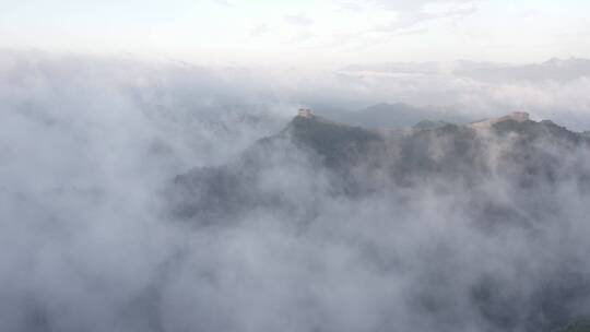 北京河北承德金山岭长城大气壮观云海航拍