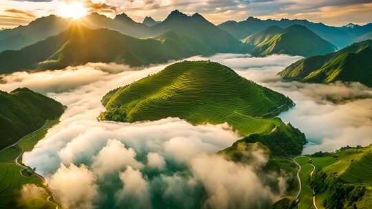 梯田云海日出全景