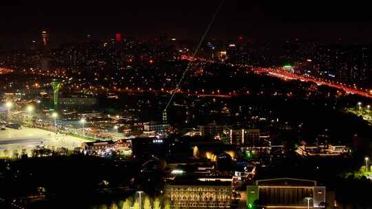 航拍合肥包河区骆岗公园夜景