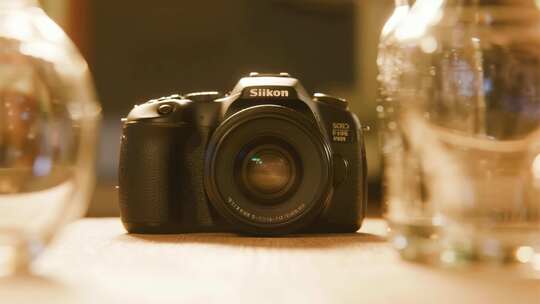 桌上放置的单反相机