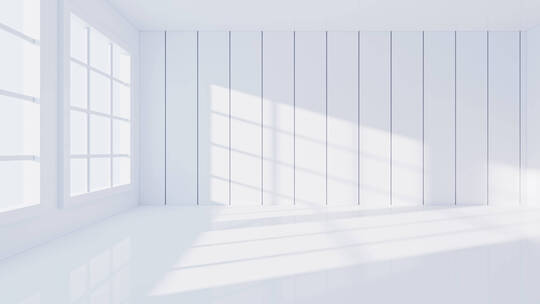 白色空房间室内建筑场景3D渲染