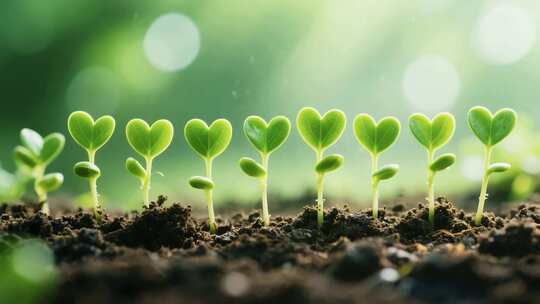 心形叶片幼苗生长特写