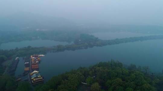 航拍杭州西湖雷峰塔视频视频素材模板下载