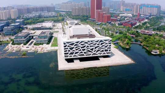 杭州临平大剧院城市商务办公区鸟瞰全景