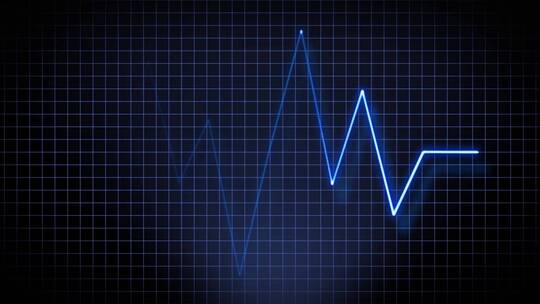 蓝色心电图心脏监护线，背景为黑色和蓝色