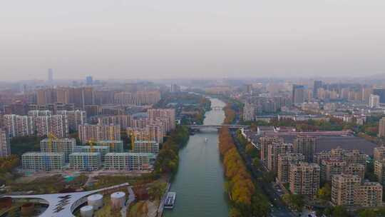 杭州京杭大运河河畔风光小河公园