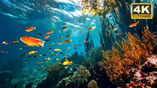 海底世界沉船海底生物植物风景视频素材21