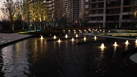 灯光喷泉-高档小区景观绿化