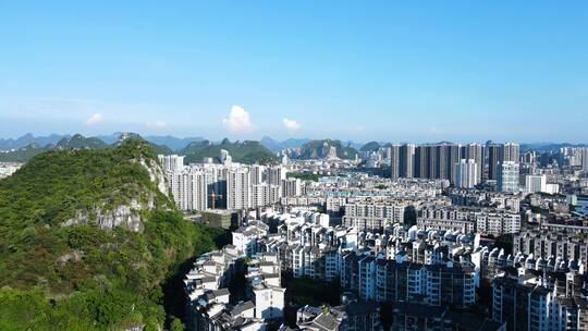 山区山城小县城老城区城市建筑航拍风景风光