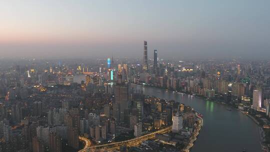 上海南浦大桥望外滩陆家嘴航拍4K