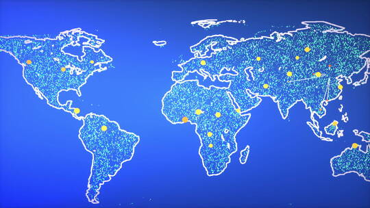 中国辐射全世界连线地图光斑抽象动态视频
