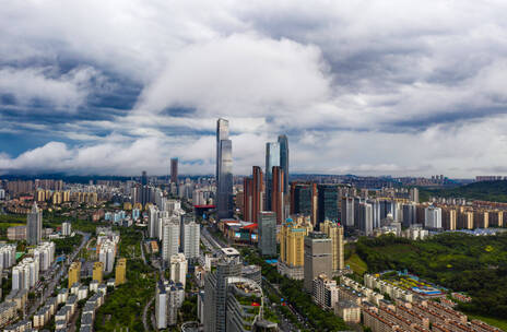 南宁东盟商务区雨后云海延时视频