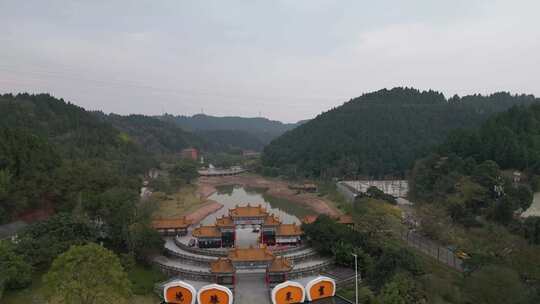 航拍四川遂宁观音故里灵泉寺