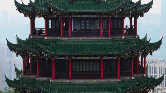 重庆鸿恩寺航拍鸿恩阁与嘉陵江两岸高楼大厦