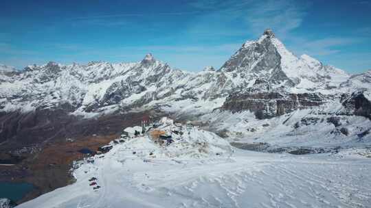 欧洲意大利阿尔卑斯山雪山惊人的电影镜头