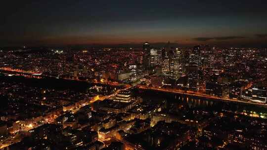 法国巴黎夜景航拍