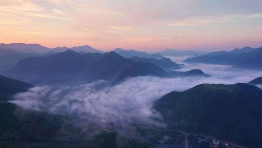 杭州富阳山川云海航拍