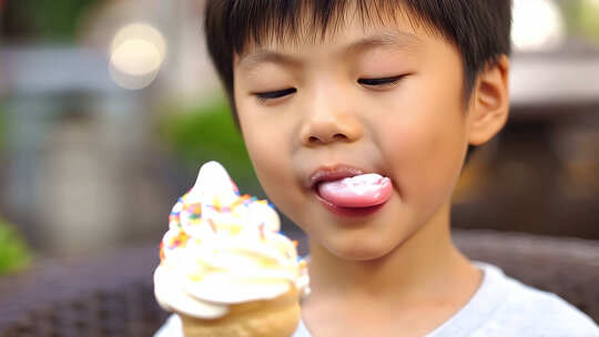 儿童品尝美味甜点