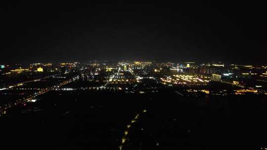 河南商丘城市大景夜景灯光航拍