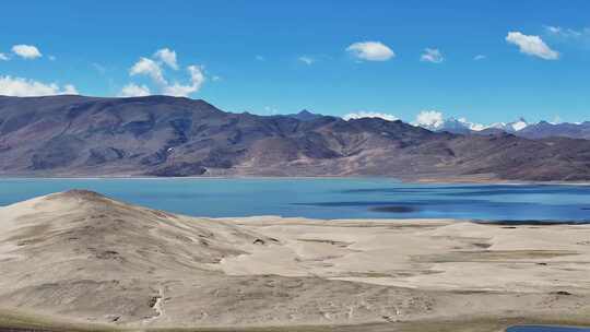 航拍西藏日喀则帕羊镇沙漠湿地