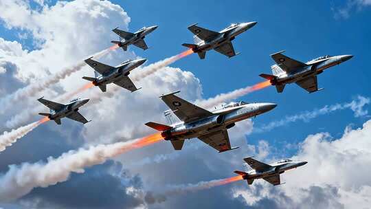 多架战斗机空中编队飞行