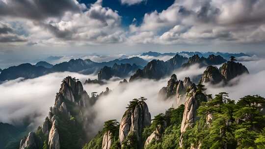 黄山云海壮丽山景