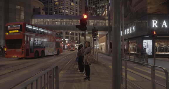 香港中环公交夜景