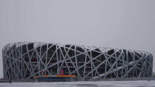 北京鸟巢雪景水立方雪景国家体育馆雪景