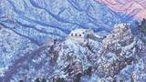 航拍冬季山脉白雪覆盖的长城高清在线视频素材下载