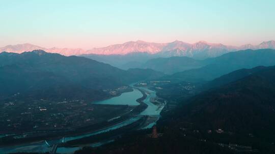 【4k】都江堰 都江堰雪山 都江堰水利工程视频素材模板下载