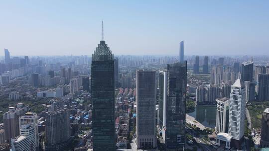 武汉汉口城市高楼商务建筑金融中心航拍视频素材模板下载